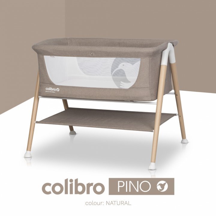 Colibro Patut nou nascut Pino Natural 90x53 cm cu saltea si protectie contra insectelor picioare de lemn