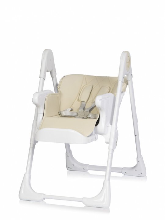 Colibro Scaun de masa multifunctional 2 in 1 pliabil reglabil pe inaltime cu Centura de siguranta si 2 tavite de servire Noto Almond
