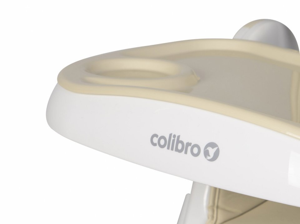 Colibro Scaun de masa multifunctional 2 in 1 pliabil reglabil pe inaltime cu Centura de siguranta si 2 tavite de servire Noto Almond