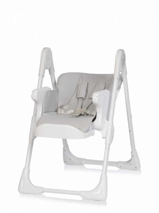 Colibro Scaun de masa multifunctional 2 in 1 pliabil reglabil pe inaltime cu Centura de siguranta si 2 tavite de servire Noto Dove