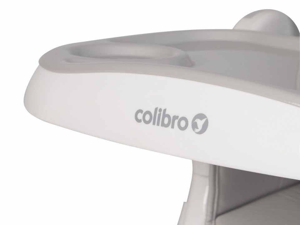 Colibro Scaun de masa multifunctional 2 in 1 pliabil reglabil pe inaltime cu Centura de siguranta si 2 tavite de servire Noto Dove