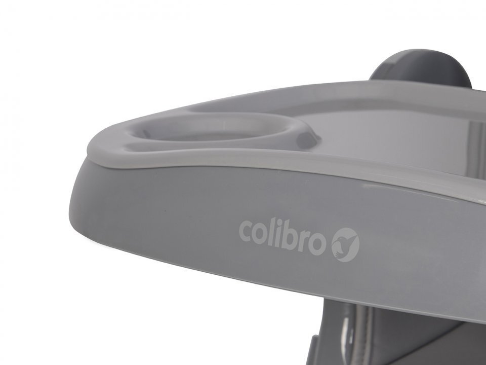 Colibro Scaun de masa multifunctional 2 in 1 pliabil reglabil pe inaltime cu Centura de siguranta si 2 tavite de servire Noto Onyx