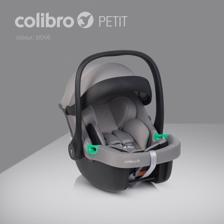 Colibro Scoica auto Petit i-Size omologata R129 cu tetiera reglabila copertina ajustabila maner de transport ajustabil pentru copii intre 40-87 cm sau 0-13 kg Dove