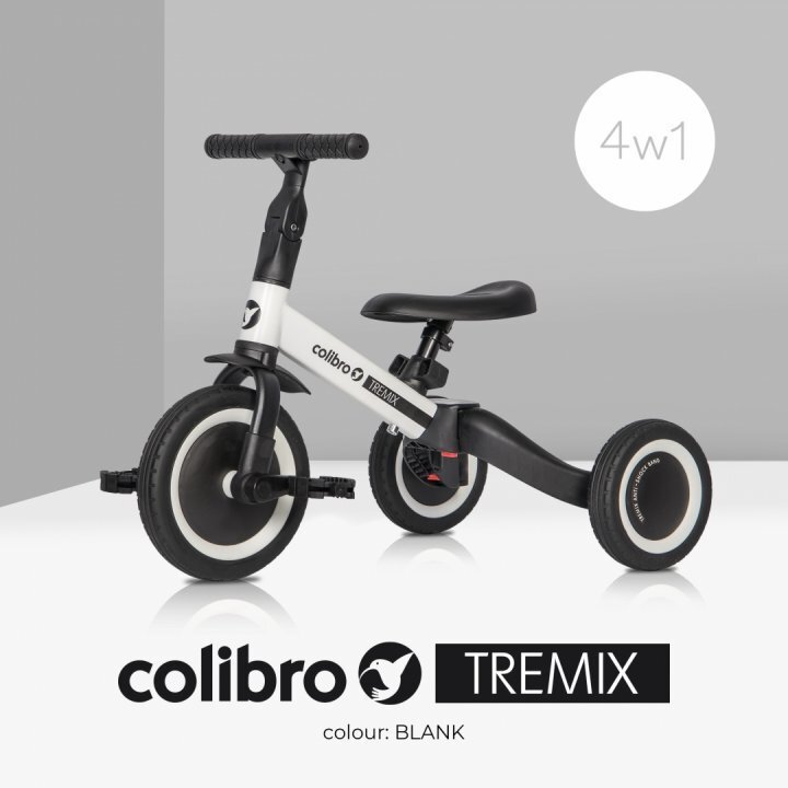 Colibro Tricicleta pentru copii Tremix Blank transformabila 4 in 1 Ride On cu scaun reglabil roti din cauciuc pana la 25 kg