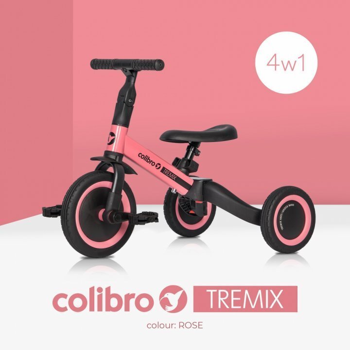 Colibro Tricicleta pentru copii Tremix Rose transformabila 4 in 1 Ride On cu scaun reglabil roti din cauciuc pana la 25 kg