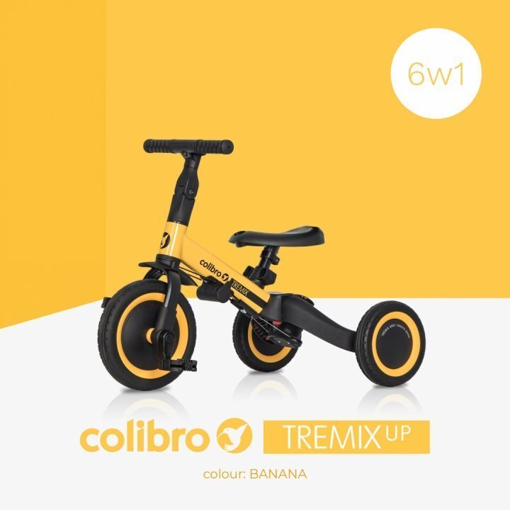 Colibro Tricicleta pentru copii Tremix Up Banana Ride On 5 in 1 transformabila cu maner scaun reglabil pe inaltime maner detasabil