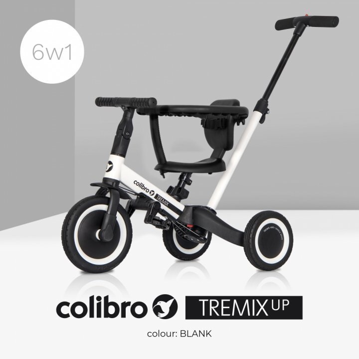 Colibro Tricicleta pentru copii Tremix Up Blank Ride On 5 in 1 transformabila cu maner scaun reglabil pe inaltime maner detasabil