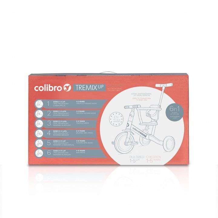 Colibro Tricicleta pentru copii Tremix Up Magnetic Ride On transformabila 5 in 1 cu maner de ghidaj scaun reglabil pe inaltime maner detasabil