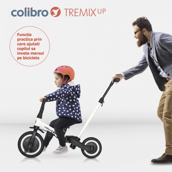 Colibro Tricicleta pentru copii Tremix Up Rose Ride On 5 in 1 transformabila cu maner scaun reglabil pe inaltime maner detasabil
