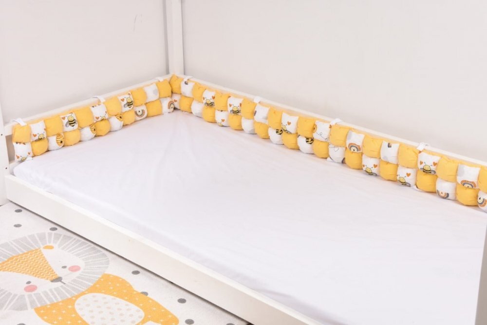 Confort Family Aparatori cuburi pentru pat casuta Montesorri 90x200 cm model albinute galben