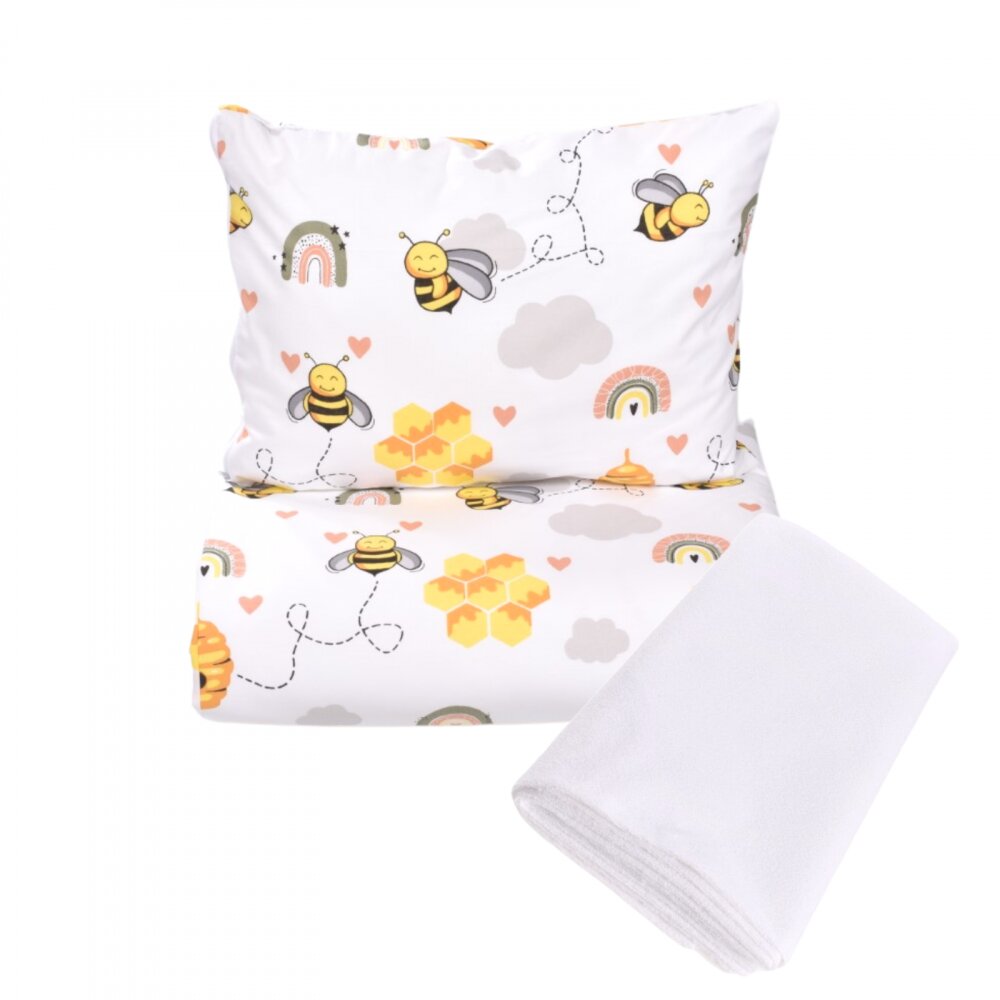 Confort Family Lenjerie 3 piese model Albinute + Protectie impermeabila patut 120x60 cm