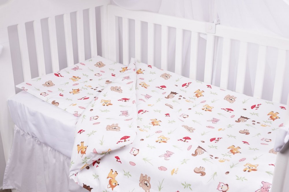 Confort Family Lenjerie 5 piese patut 120x60 cm bumbac model animalute si ciuperci