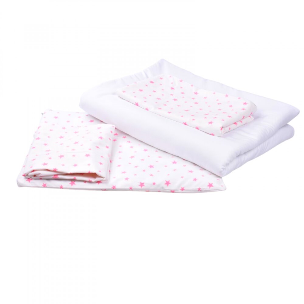 Confort Family Lenjerie 5 piese patut 120x60 cm bumbac model Stelute roz