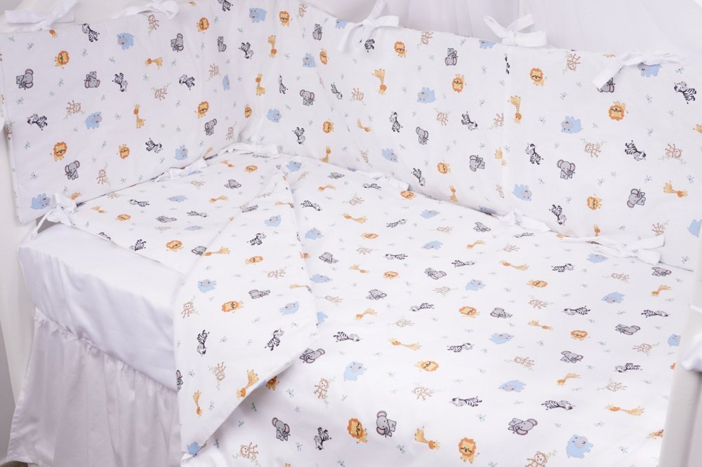 Confort Family Lenjerie 6 piese patut 120x60 cm bumbac model animalute safari