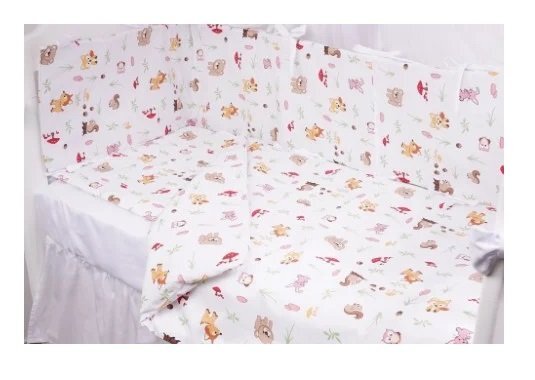 Confort Family Lenjerie 6 piese patut 120x60 cm bumbac model animalute si ciuperci
