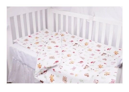 Confort Family Lenjerie 6 piese patut 120x60 cm bumbac model animalute si ciuperci