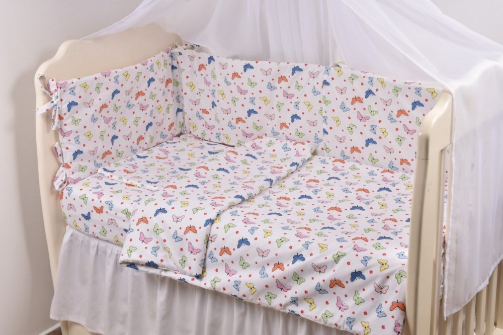 Confort Family Lenjerie 6 piese patut 120x60 cm bumbac model Fluturasi