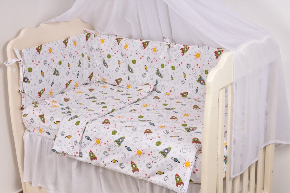 Confort Family Lenjerie 6 piese patut 120x60 cm bumbac model Rachete