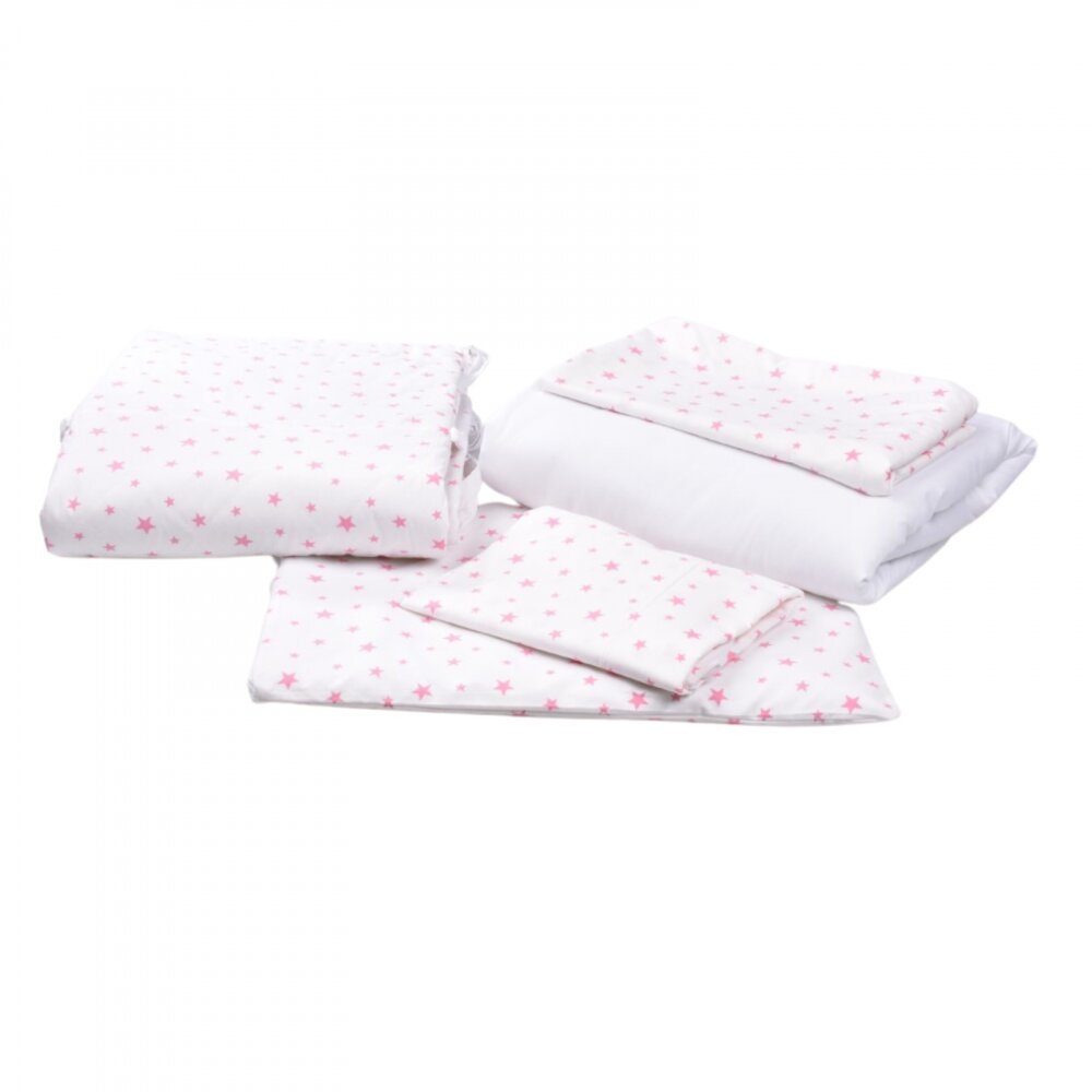 Confort Family Lenjerie 6 piese patut 120x60 cm bumbac model Stelute roz