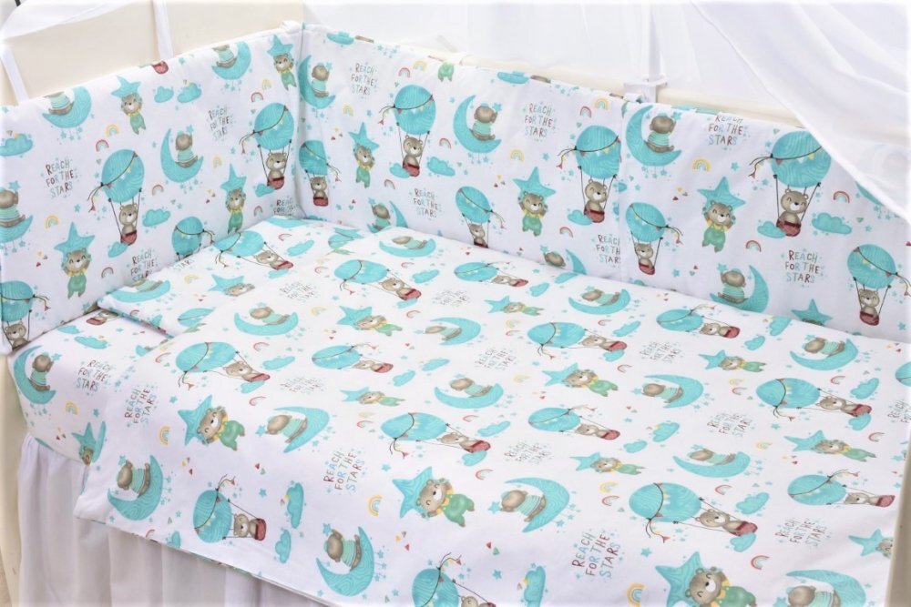 Confort Family Lenjerie 6 piese patut 120x60 cm bumbac model Ursuleti in balon