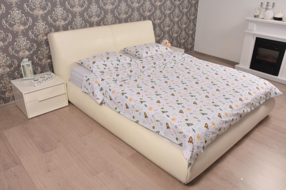 Confort Family Lenjerie din bumbac pentru pat dublu model rachete