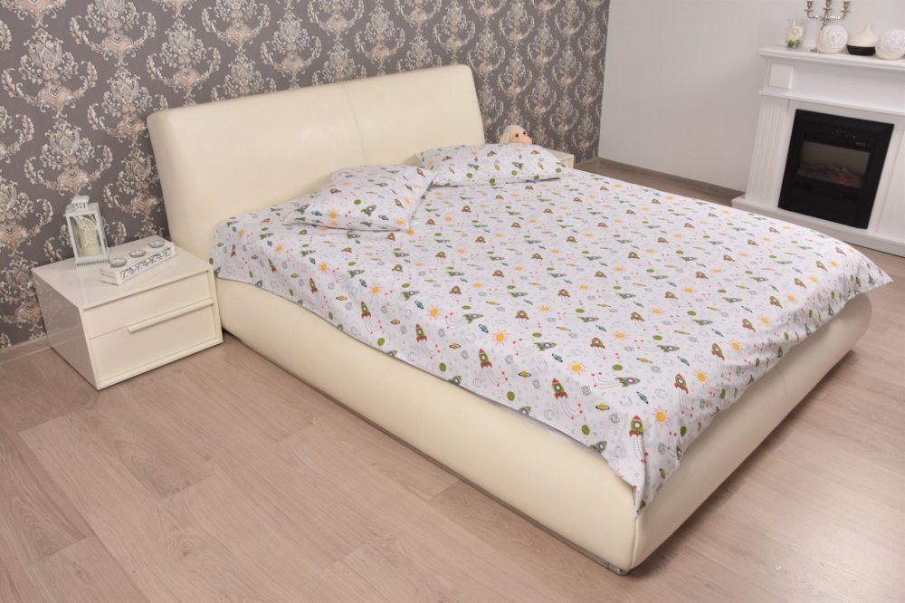 Confort Family Lenjerie din bumbac pentru pat dublu model rachete
