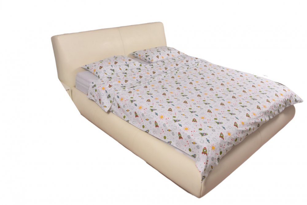 Confort Family Lenjerie din bumbac pentru pat dublu model rachete