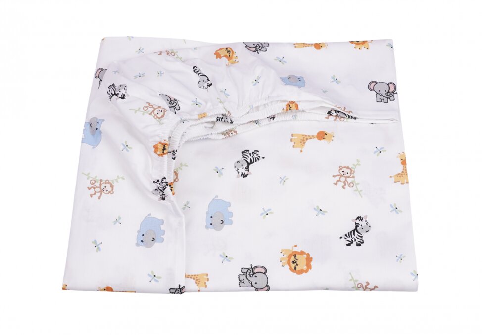 Confort Family Lenjerie patut cu 3 piese 120x60 cm din bumbac model Animalute safari