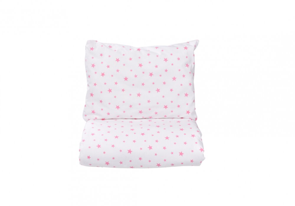 Confort Family Lenjerie patut gradinita 3 piese patut stivuibil din bumbac model stelute mici roz
