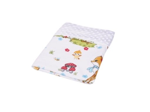 Confort Family Paturica din bumbac model caprioare si plus minky alb 80x80 cm
