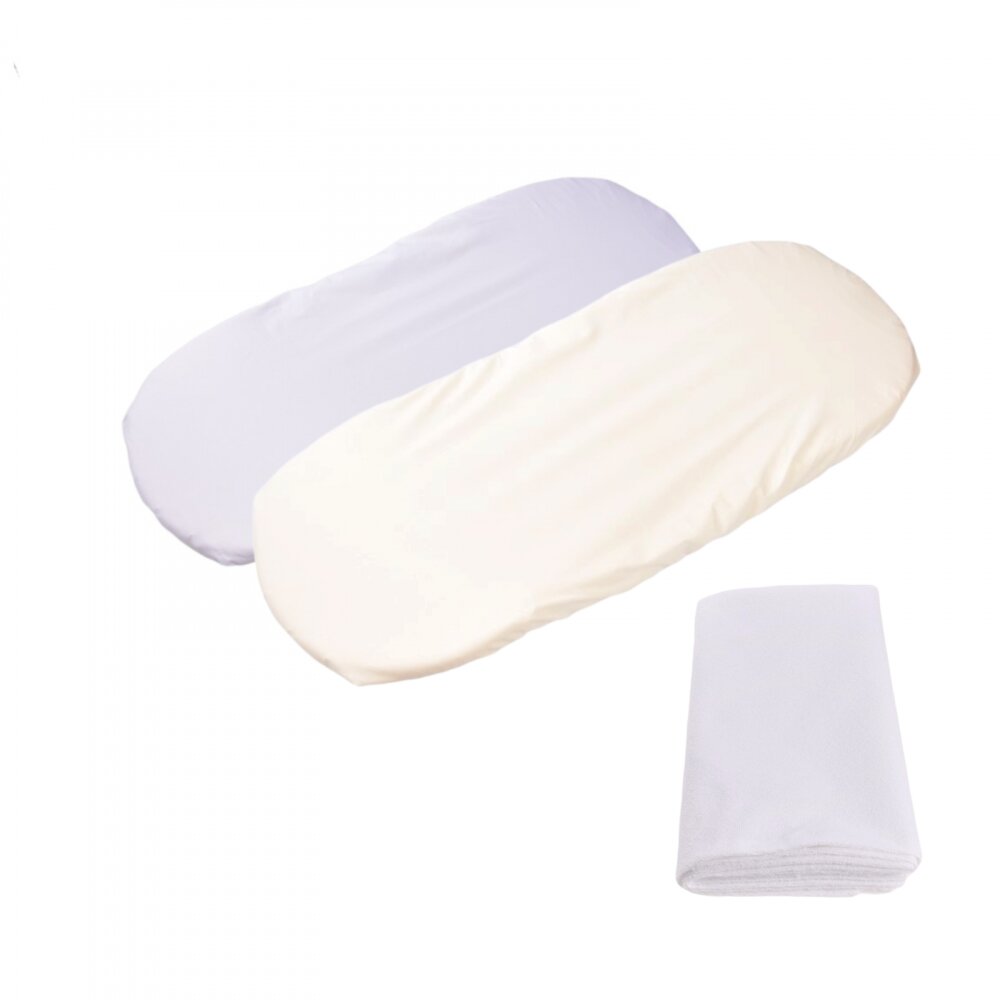 Confort Family Set 2 cearsafuri cosulet si landou 72x30 cm din bumbac crem alb + protectie impermeabila