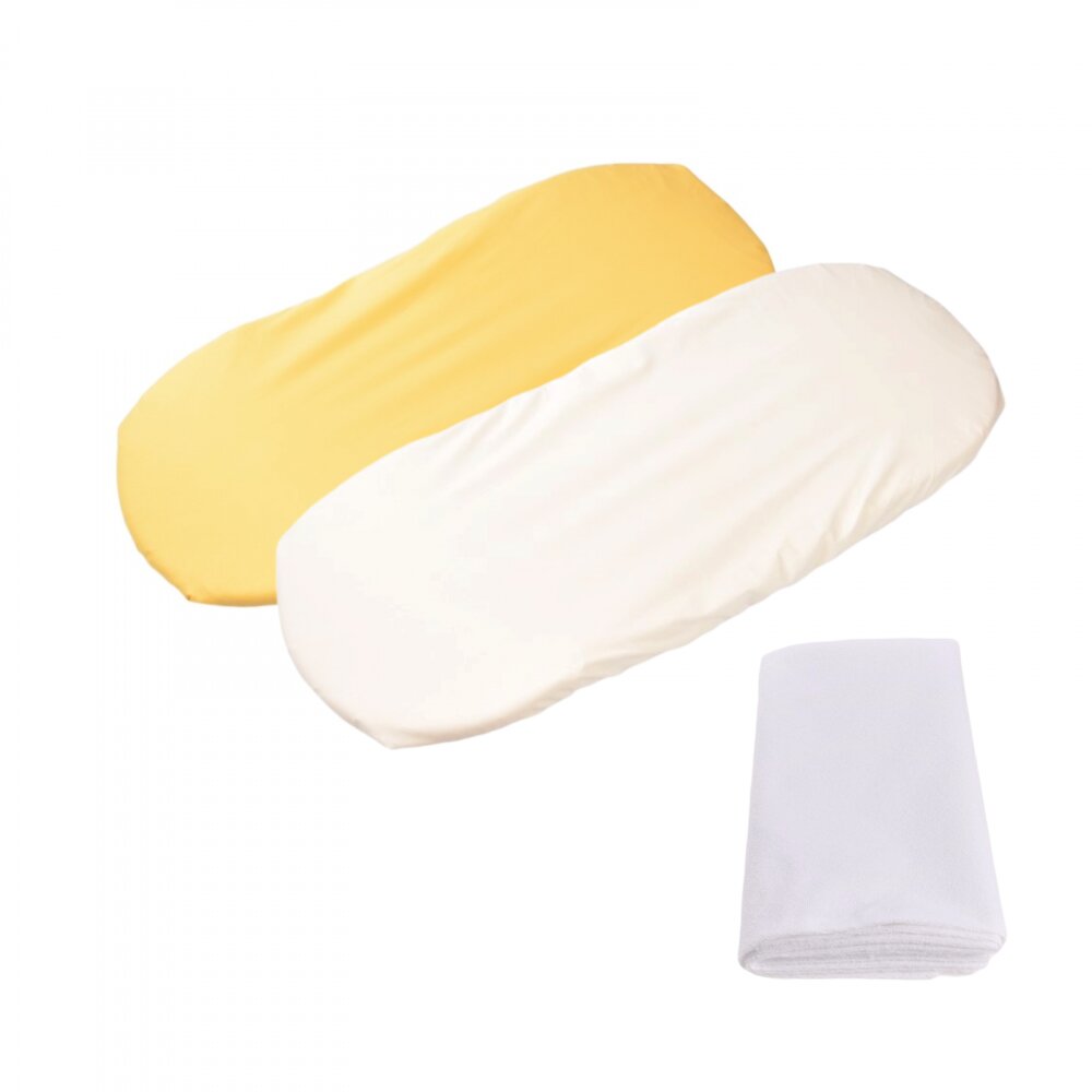 Confort Family Set 2 cearsafuri cosulet si landou 72x30 cm din bumbac crem galben + protectie impermeabila