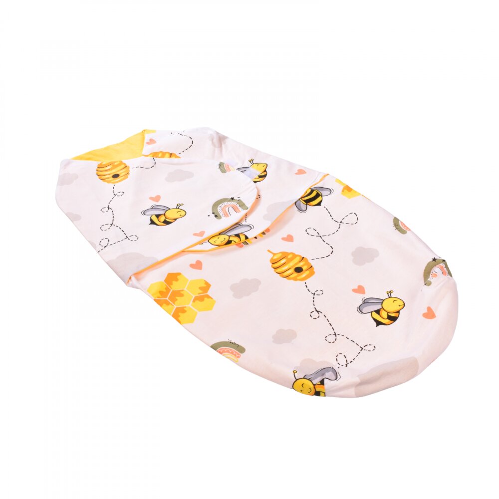 Confort Family Set complet 10 piese lenjerie aparatori babynest paturica model albinute patut 120x60 cm