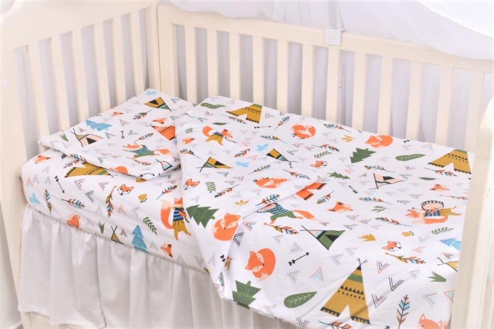 Confort Family Set complet 7 piese lenjerie si aparatori patut 120x60 cm din bumbac model animalute