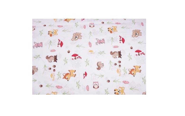 Confort Family Set complet 7 piese lenjerie si aparatori patut 120x60 cm din bumbac model animalute si ciuperci
