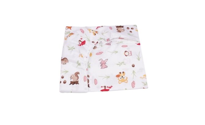 Confort Family Set complet 7 piese lenjerie si aparatori patut 120x60 cm din bumbac model animalute si ciuperci