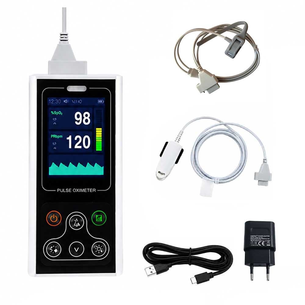Contec Pulsoximetru portabil CMS60D1 cu senzor adulti si neonatal masurare saturatie oxigen si rata pulsului baterie reincarcabila