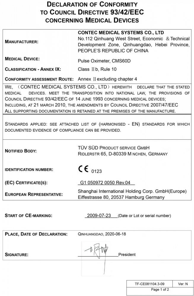 Contec Pulsoximetru profesional CMS60D model 2025 senzor adulti neonatal pediatric masoara saturatia de oxigen si rata pulsului