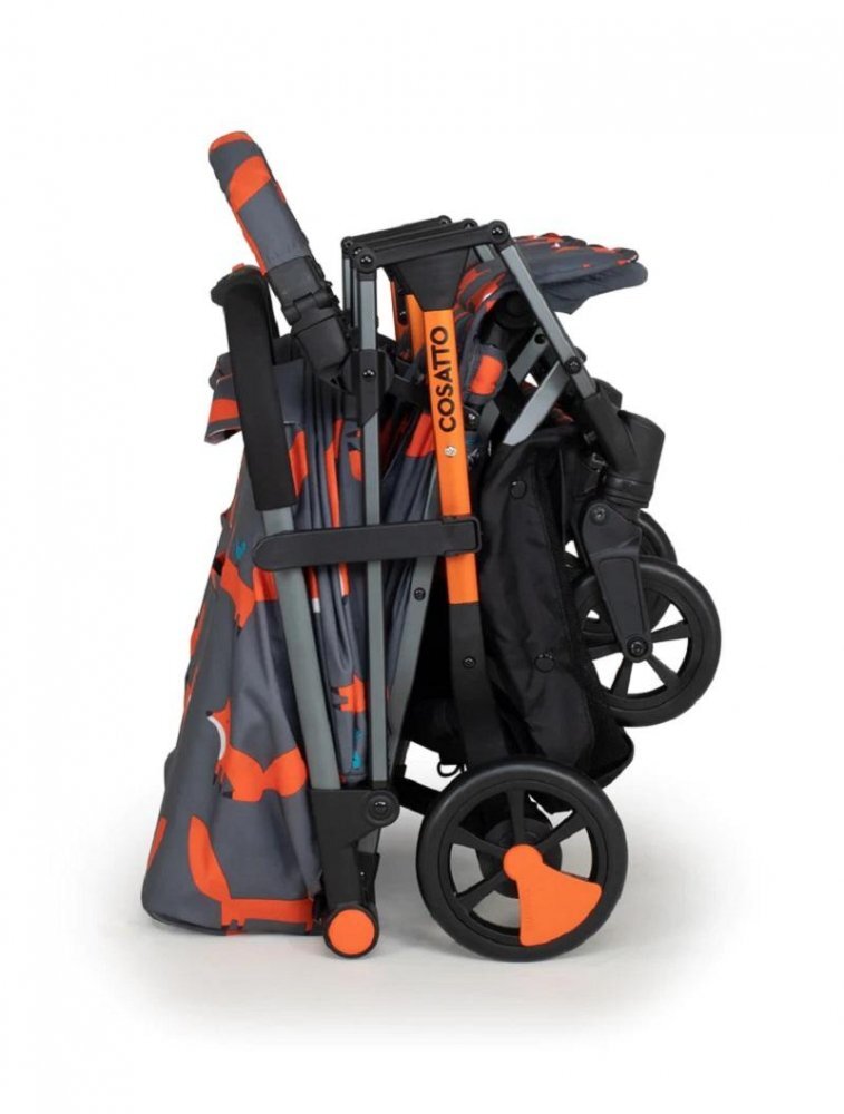COSATTO Carucior pentru gemeni Woosh Double Charcoal Mr.Fox 0-22 kg cu husa de ploaie