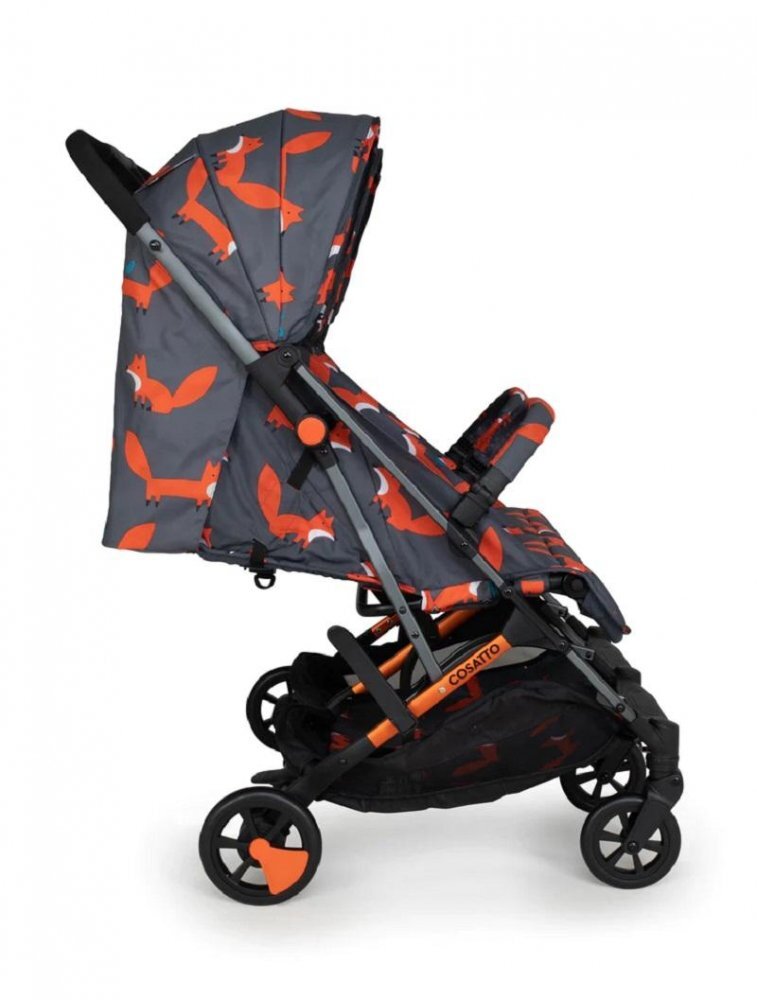 COSATTO Carucior pentru gemeni Woosh Double Charcoal Mr.Fox 0-22 kg cu husa de ploaie
