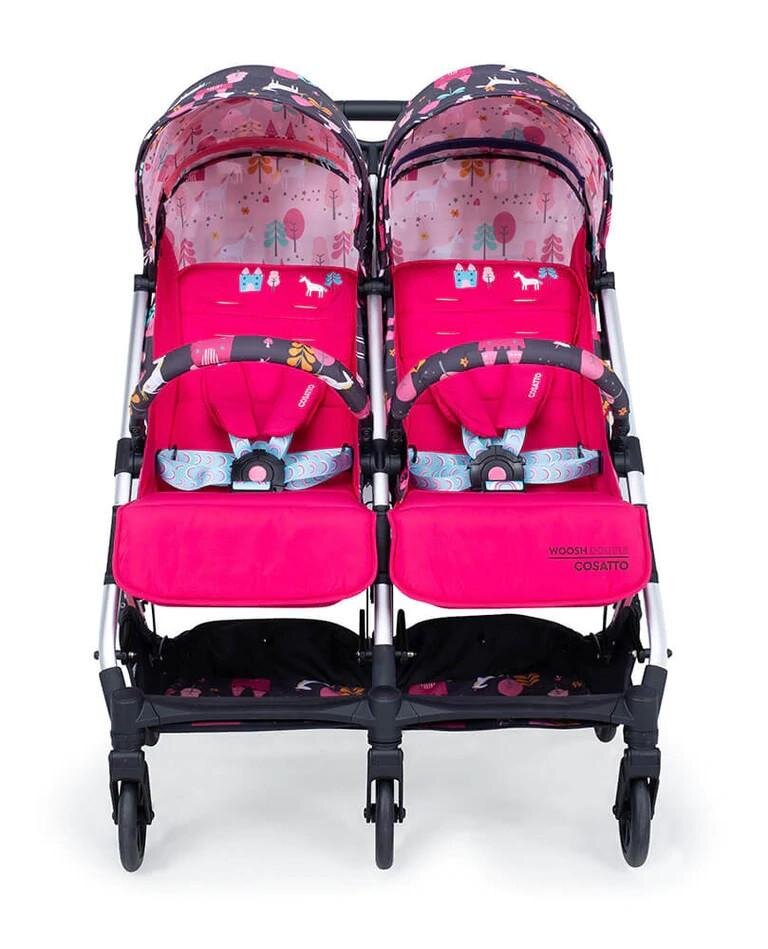 COSATTO Carucior pentru gemeni Woosh Double Unicorn Land 0-22 kg cu husa de ploaie