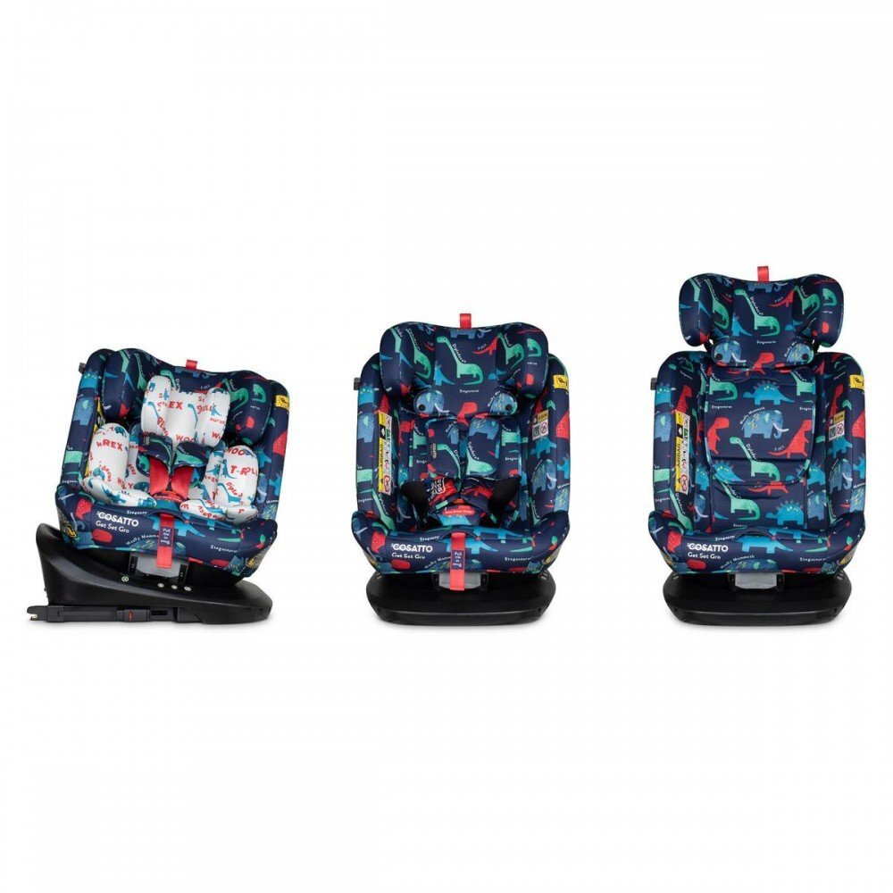 COSATTO Scaun auto Get Set Gro D Is For Dino I-Size Rotativ 360 Spatar si Tetiera reglabile Husa detasabila Isofix TopTether 40-150 cm