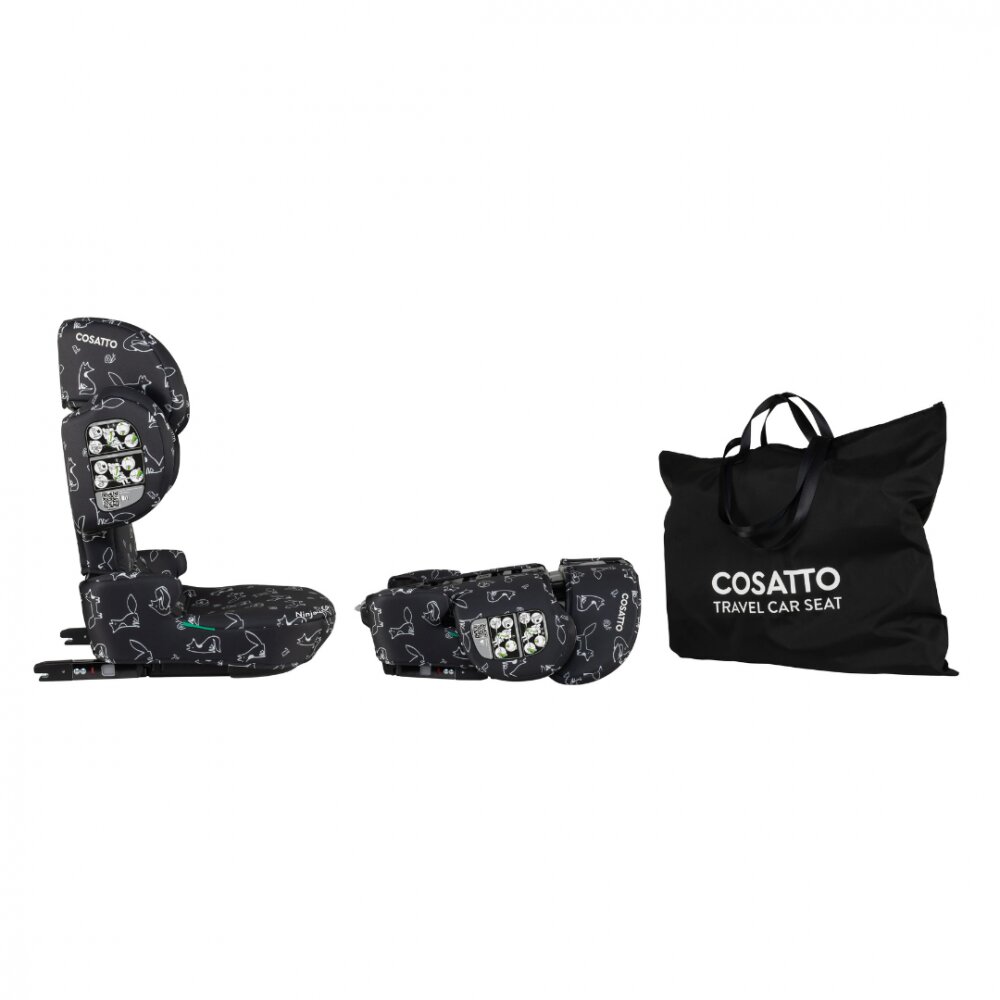 COSATTO Scaun auto Ninja i-Go Foxed 100x150 cm i-Size pliere compacta material eco tetiera reglabila huse detasabile geanta de transport