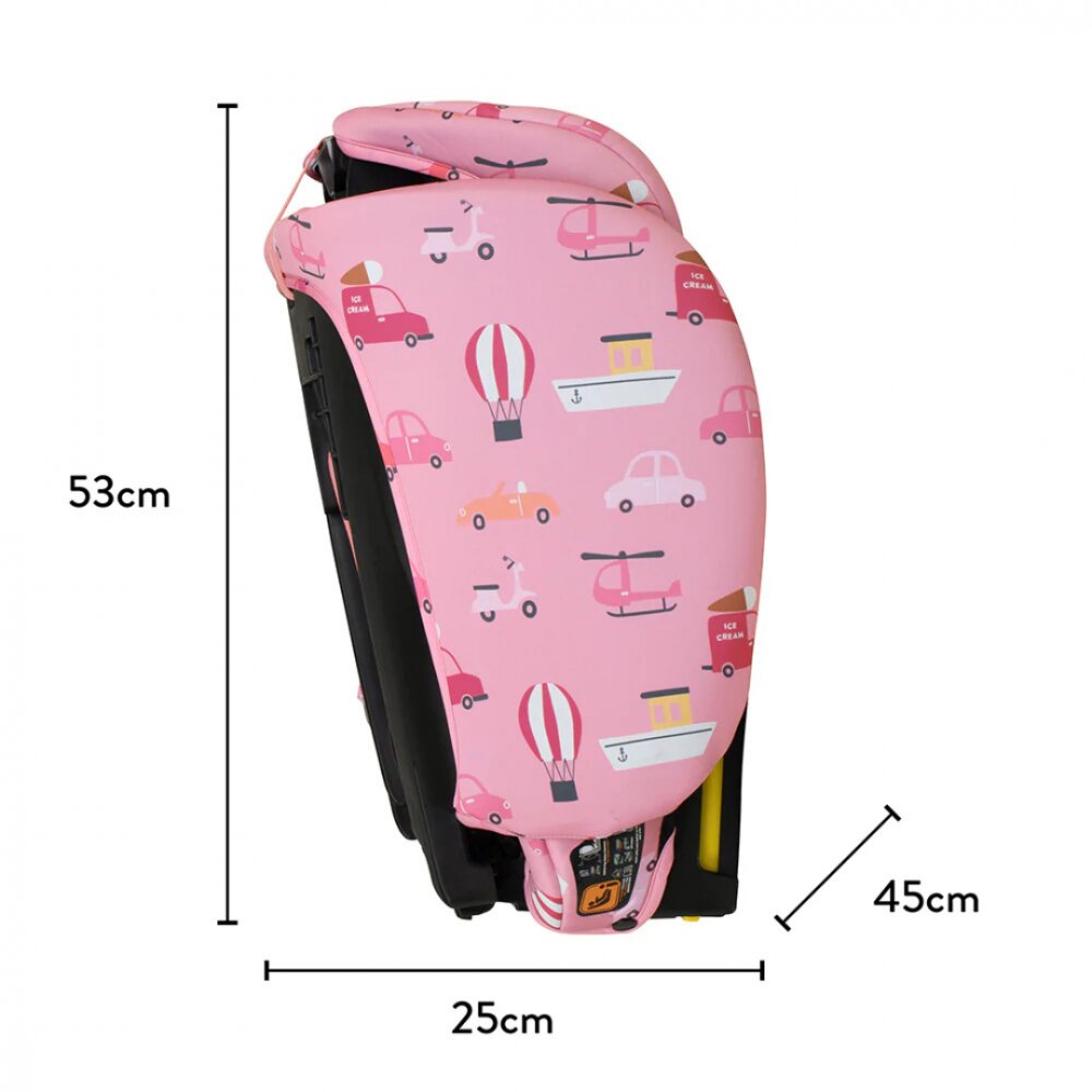 COSATTO Scaun auto pentru copii i-Size 76-150 cm On The Go Itchy Feet Rosy cu sistem Isofix si Top-Tether pliere compacta geanta de transport