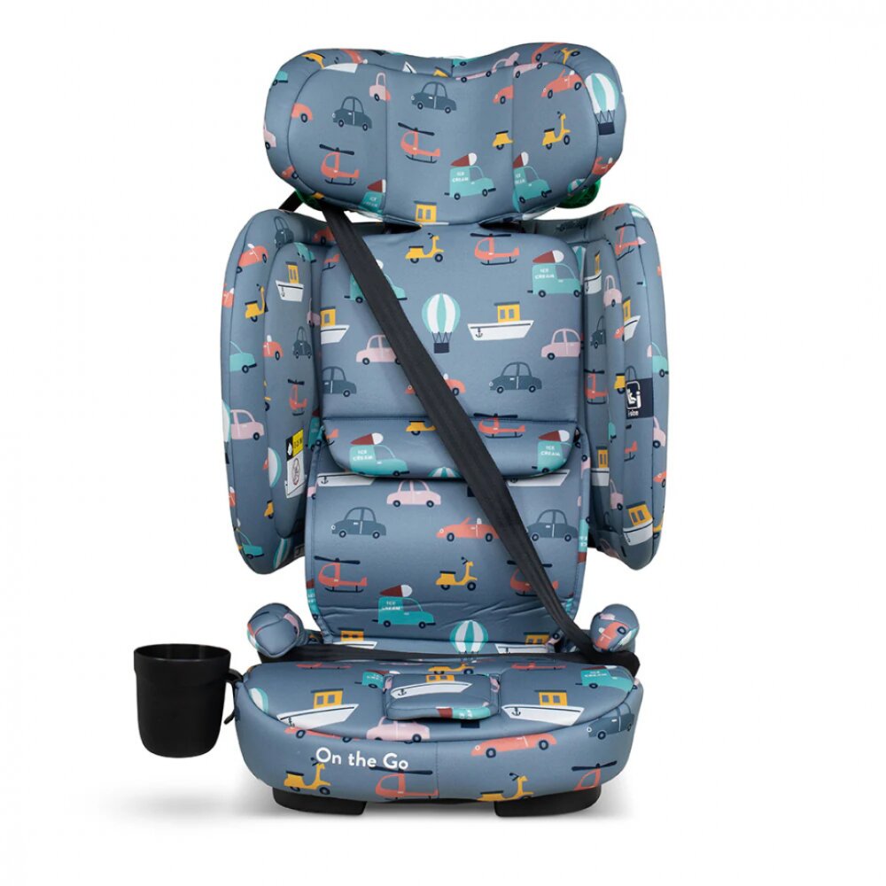 COSATTO Scaun auto pentru copii i-Size 76-150 cm On The Go Itchy Feet Sky cu sistem Isofix si Top-Tether pliere compacta geanta de transport