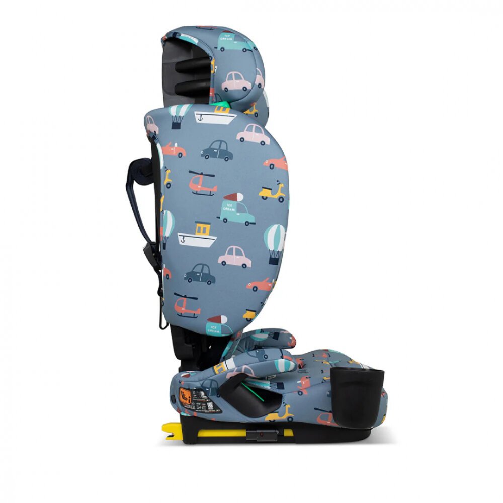 COSATTO Scaun auto pentru copii i-Size 76-150 cm On The Go Itchy Feet Sky cu sistem Isofix si Top-Tether pliere compacta geanta de transport