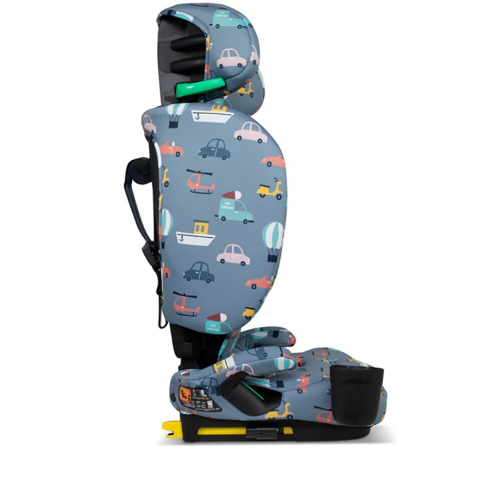 COSATTO Scaun auto pentru copii i-Size 76-150 cm On The Go Itchy Feet Sky cu sistem Isofix si Top-Tether pliere compacta geanta de transport