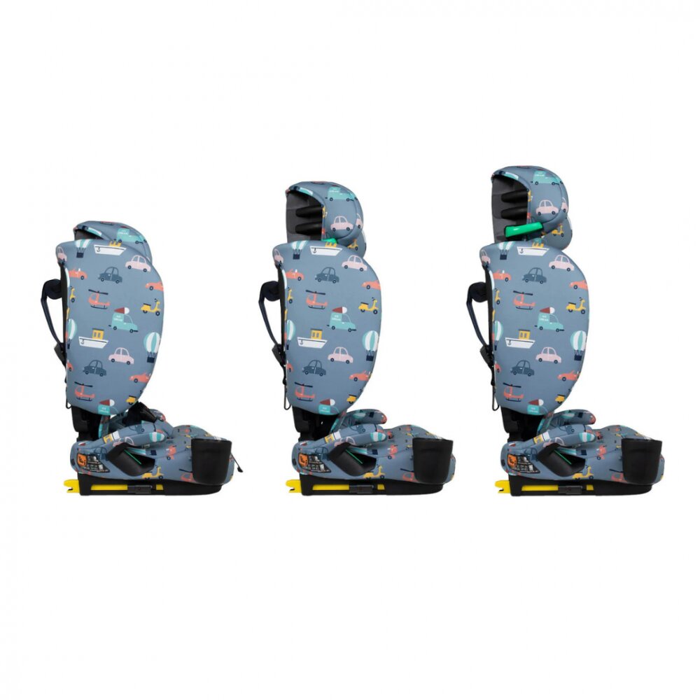 COSATTO Scaun auto pentru copii i-Size 76-150 cm On The Go Itchy Feet Sky cu sistem Isofix si Top-Tether pliere compacta geanta de transport