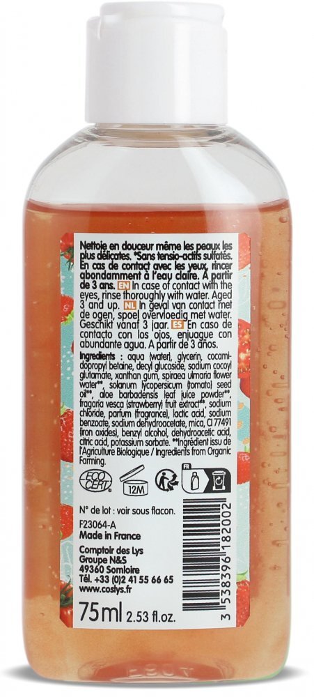 Coslys Gel de dus Bio calmant cu capsuni si rosii 75 ml