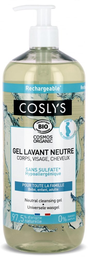 Coslys Gel de dus Bio ten maini corp si par pentru toata familia fara parfum 1 litru